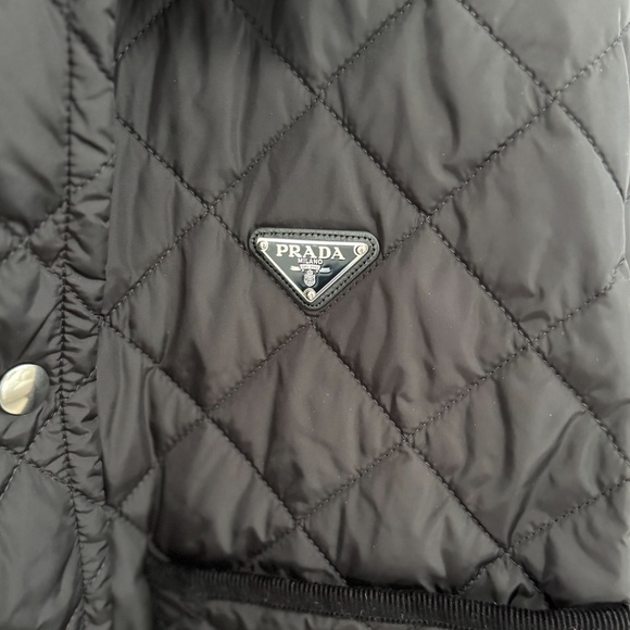 Prada Black Cropped Nylon Quilted Jacket [40] - Picture 3 of 8